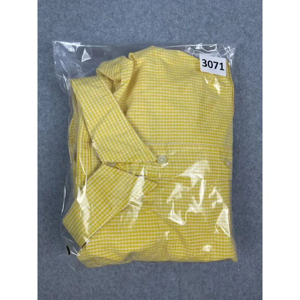 Banana Republic Shirt Men's XL Yellow Gingham Checks Long Sleeve Button Up‎